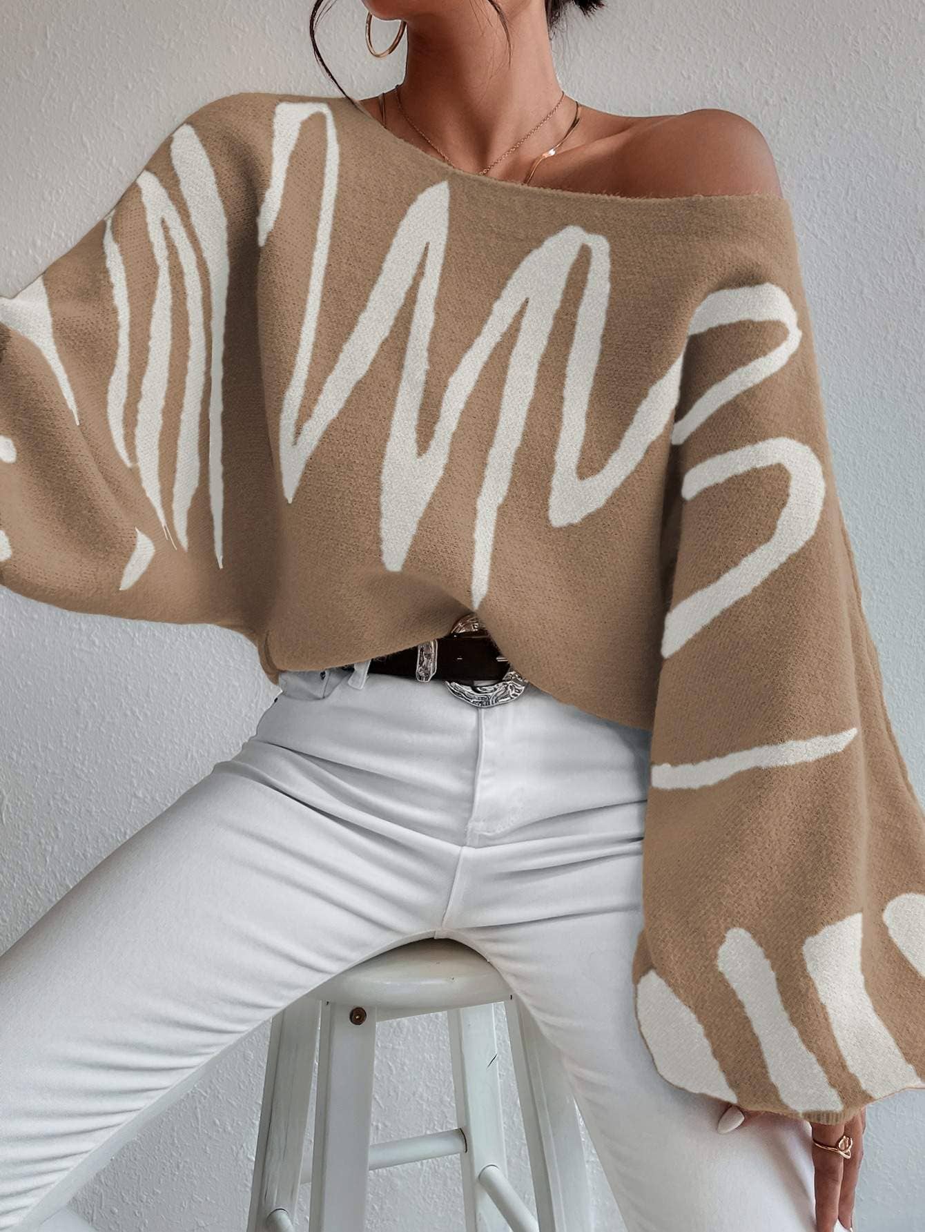 Flarix - Wholesale Knit Sweater - Women's - graphic pattern lantern sleeve sweater11