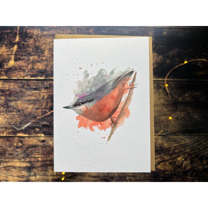 Georgina Doodles - Wholesale Everyday Greeting Card - Nuthatch Greetings Card | Blank card, Bird Art, Watercolour print1