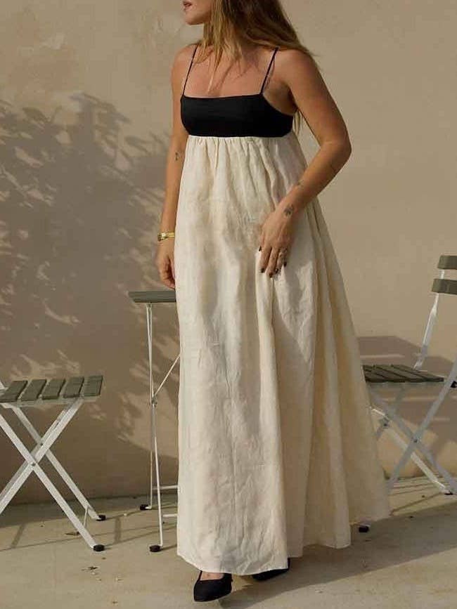 Beige Cotton Minimalism Spaghetti straps maxi dress for wholesale on Faire19