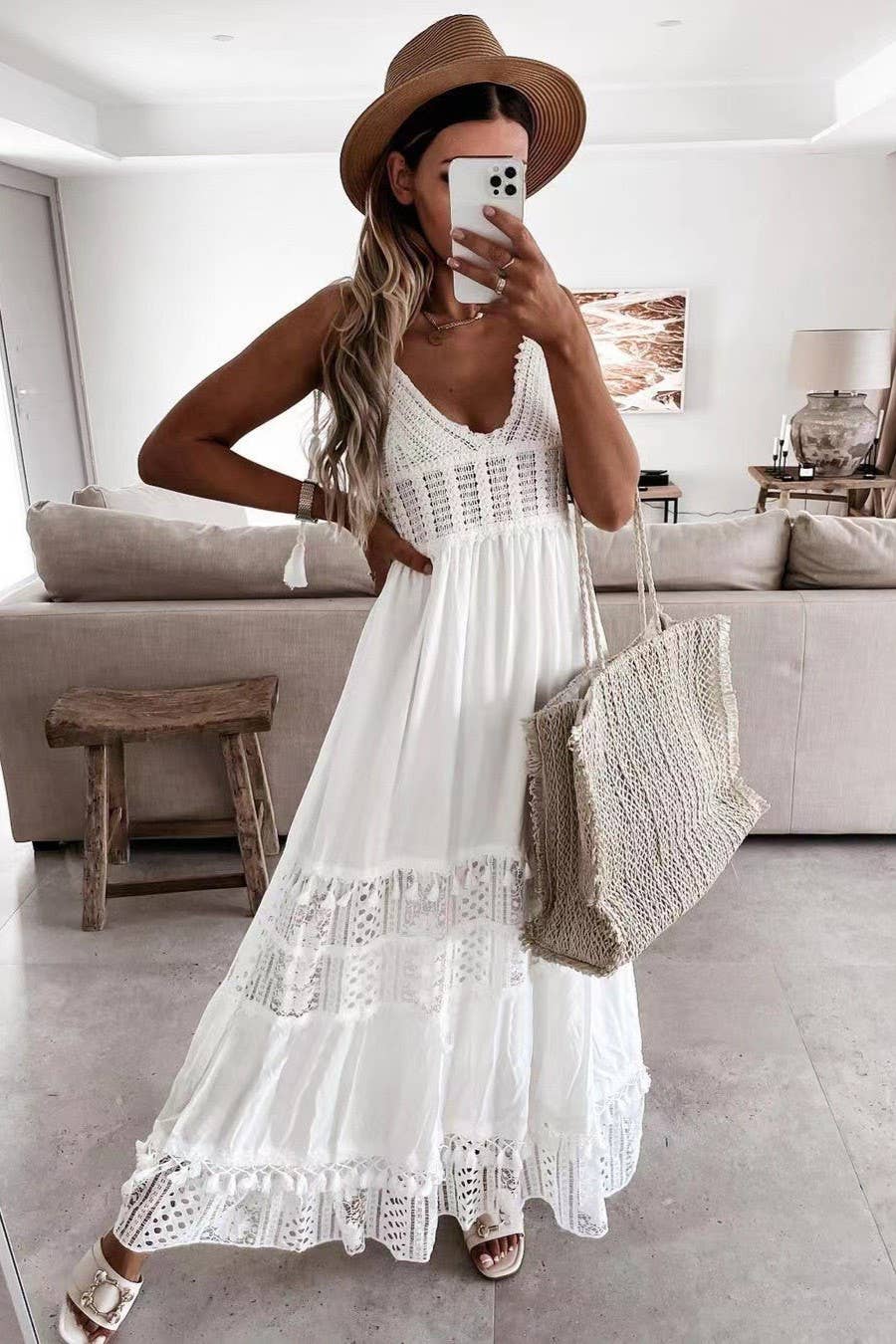 Rosa Clothing - Wholesale Dress - Women's - Bohemian Crochet tassel Lace large swing flare dress3