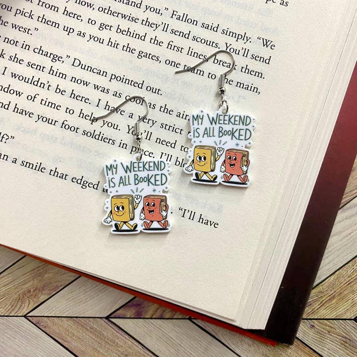 Briar layne - Wholesale Dangle Earrings - My Weekend Is Booked Book Lover Earrings #2