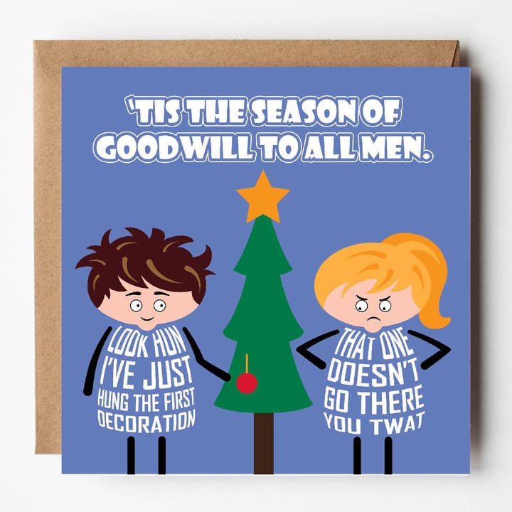 Goodwill to all men | Funny sarcastic Christmas card for wholesale by VERSED AID