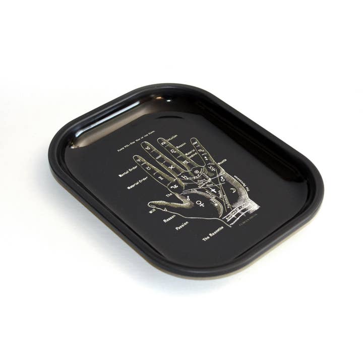 Curious Prints - Wholesale Decorative Tray - Small Metal Palmistry Trinket Tray / Palm Reader