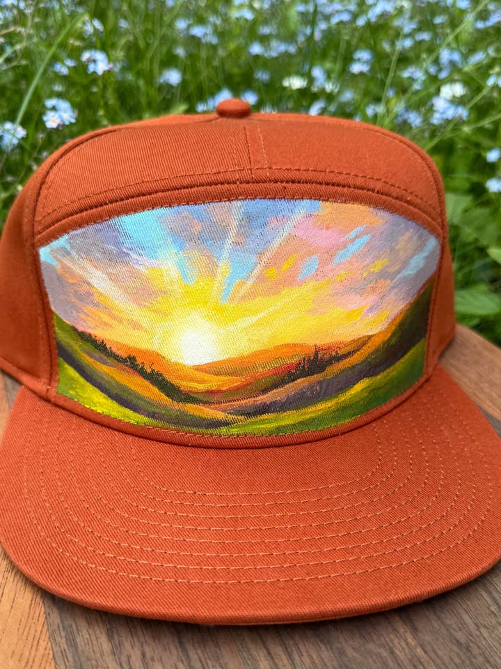 "Sunset Hills" Hand Painted Hat for wholesale by Mary Bea Art
