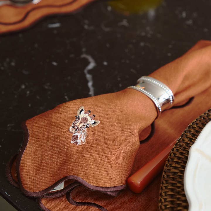 Mariaida Home - Wholesale Dinner & Cloth Napkin - Terracotta Jungle Napkin, Giraffe1