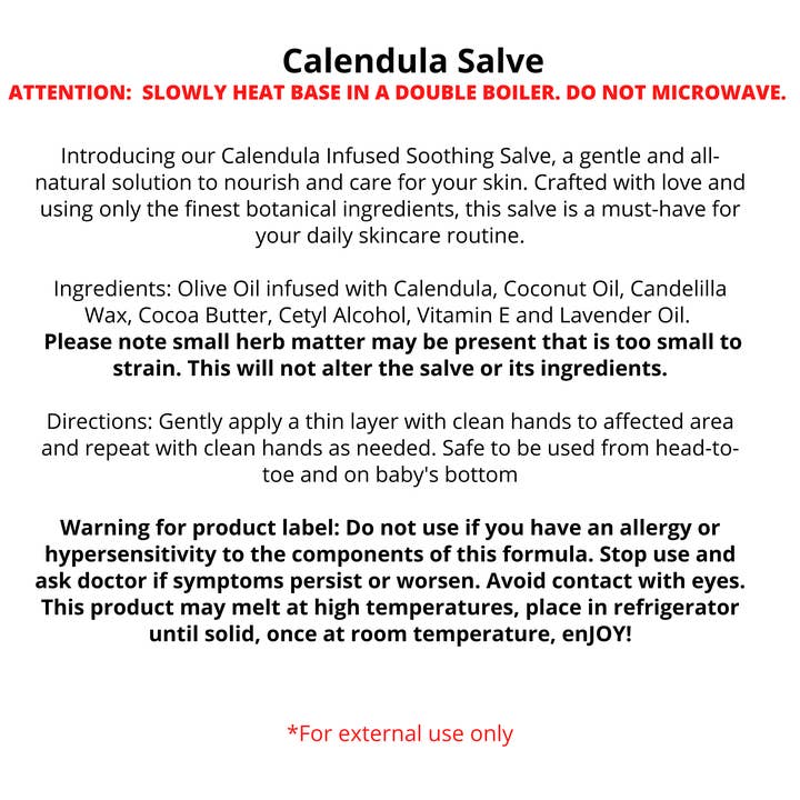 R. Drew Naturals, LLC - Wholesale Healing Salve/Balm/Cream - Bulk - Calendula Salve, Multipurpose Great for Baby's Bottom1