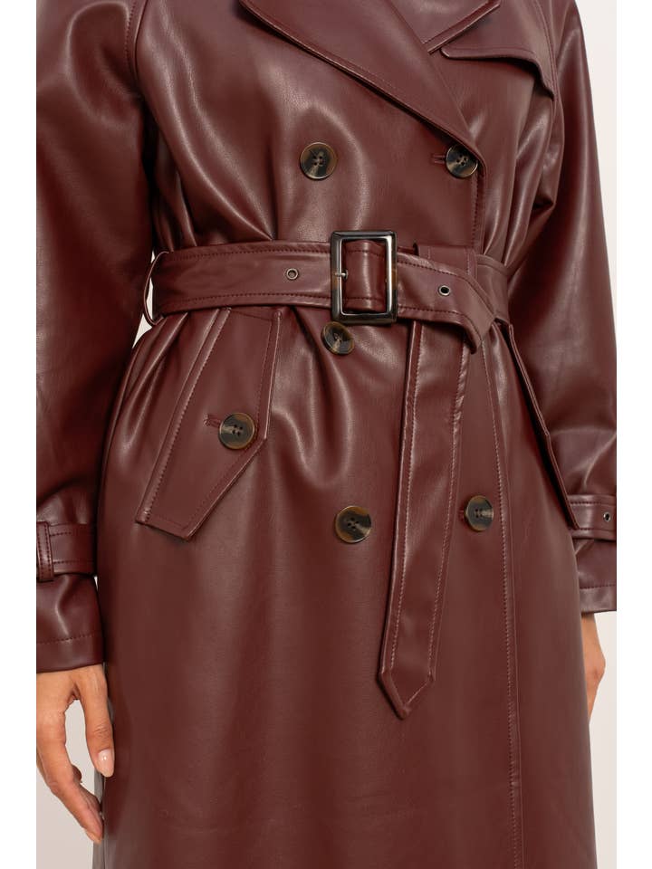 Attentif Paris - Wholesale Trench Coat - Women's - Long vegan leather trench coat27