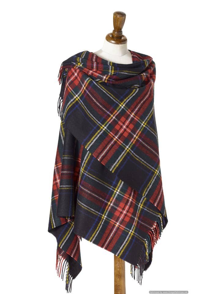 Bronte Moon - Vendita all'ingrosso Poncho - Donna - Tartan Mini Ruana — 100% lana d'agnello merino — Made in England