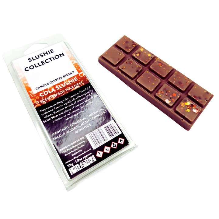 Cola Slushie Inspired Highly Scented Wax Melt Snap Bar for wholesale by Candle Quotes Studio
