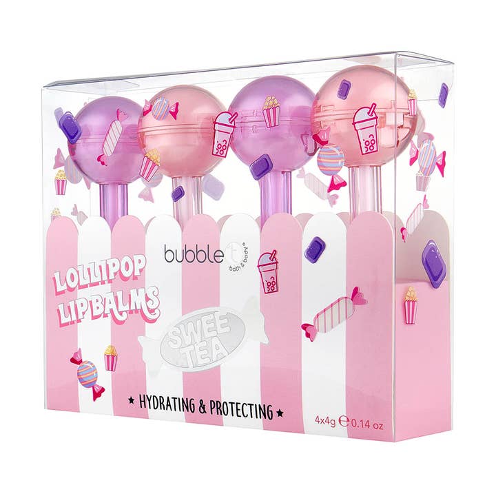 Bubble T Cosmetics - Wholesale Lip Balm Set - Sweetea Lollipop Lip Balm Gift Set (4 x 4g)