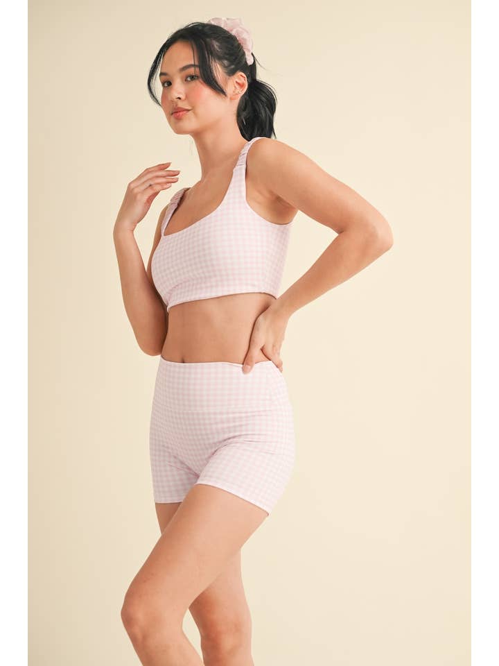 KIMBERLY C - Wholesale Sports Bra - Women's - Gingham Print Ruched Bra Top91