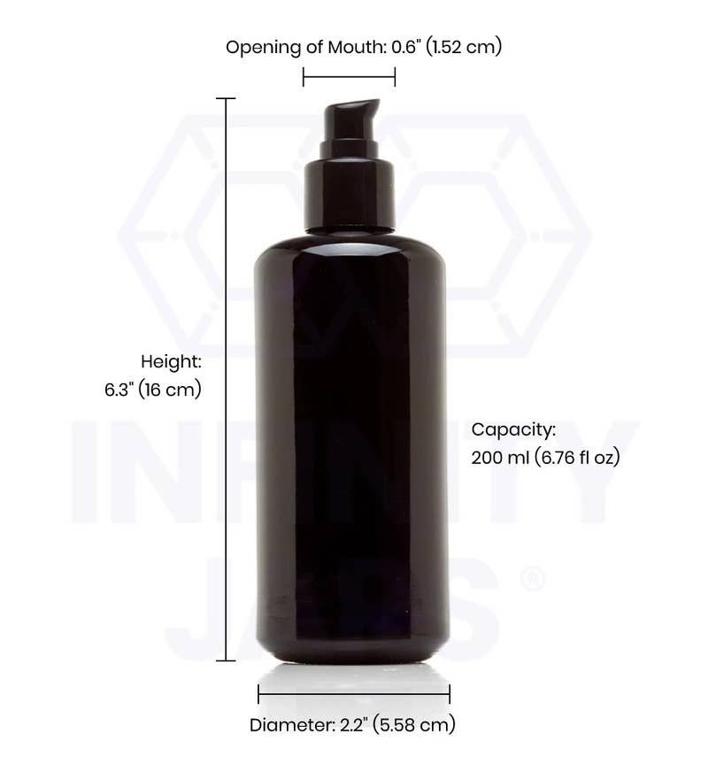 Infinity Jars – wholesale Essential oil holder – 200 ml Glass Push Pump Bottle2