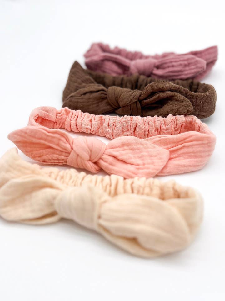 Fascia per capelli in cotone mussola per neonati per la vendita all'ingrosso da parte di Aurelia & Co. Baby