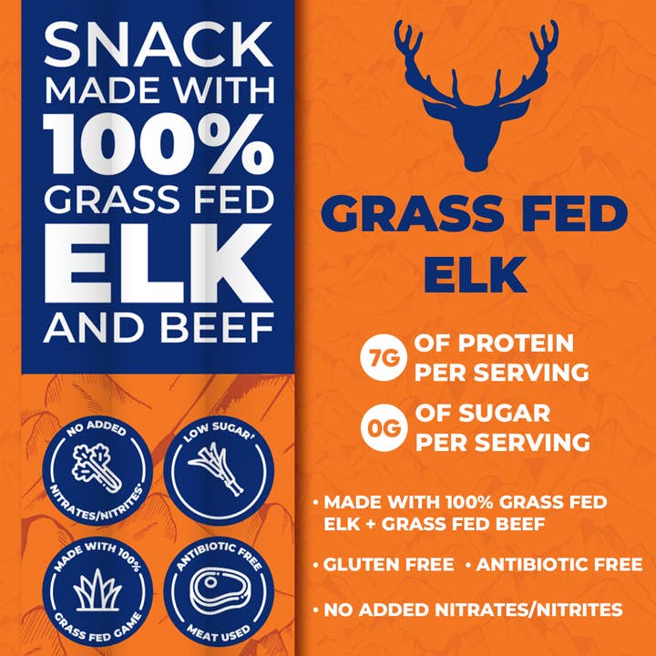 Farmers' Market Foods - Wholesale Jerky - APEX Wild Game Elk & Beef Snack Sticks - Caddy of 12