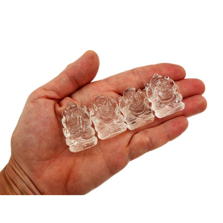 Kaia & Crystals - Wholesale Spiritual Stone/Crystal - Mini Clear Quartz Ganesha Sculpture (30mm - 35mm) - Hand Carved Crystal3