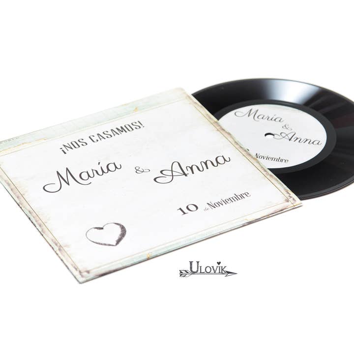 Bryllup Invitation Vinyl Record „Mundo“ for engroshandel hos Ulovik