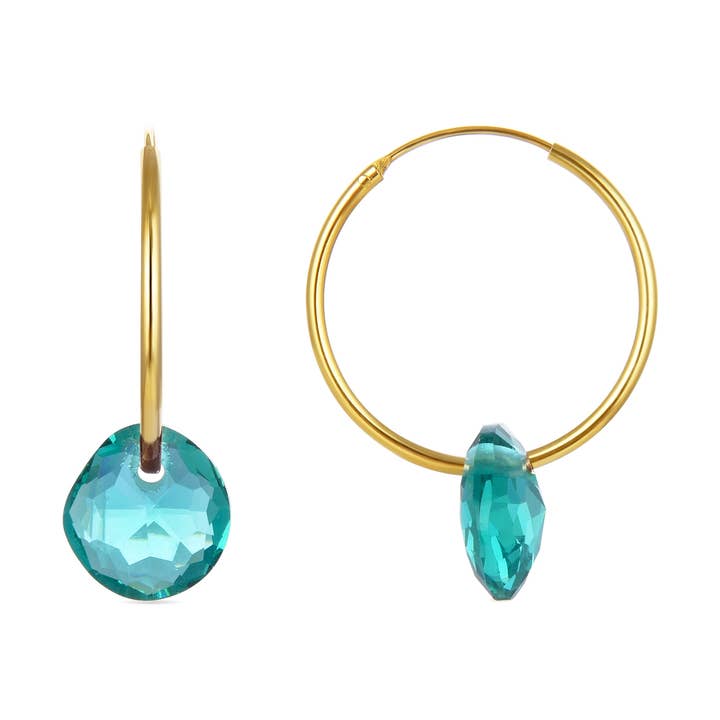Orecchini in Argento Sterling 925 con Quarzo Idrotermale Verde rifiniti in oro giallo 18K - Vanshy per la vendita all'ingrosso da parte di Luxenter