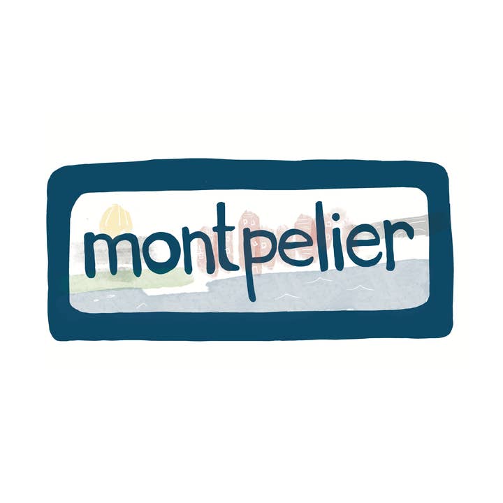 Destination : Montpelier (Vermont) — aimant Skyline ou autocollant pour la vente par Hudson Illustration Co - About Town Co