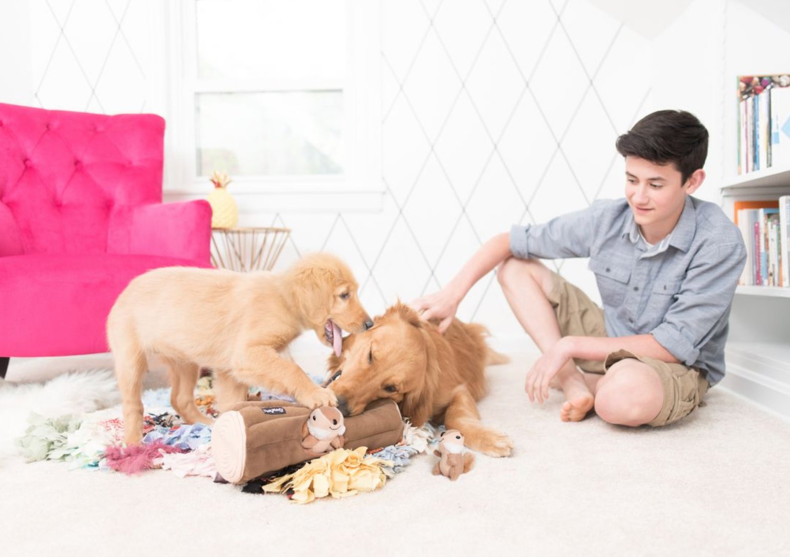 ZippyPaws - Vente Peluche – chien - Zippy Burrow - Jouet pour chien « bûche » avec 3 tamias couinants2