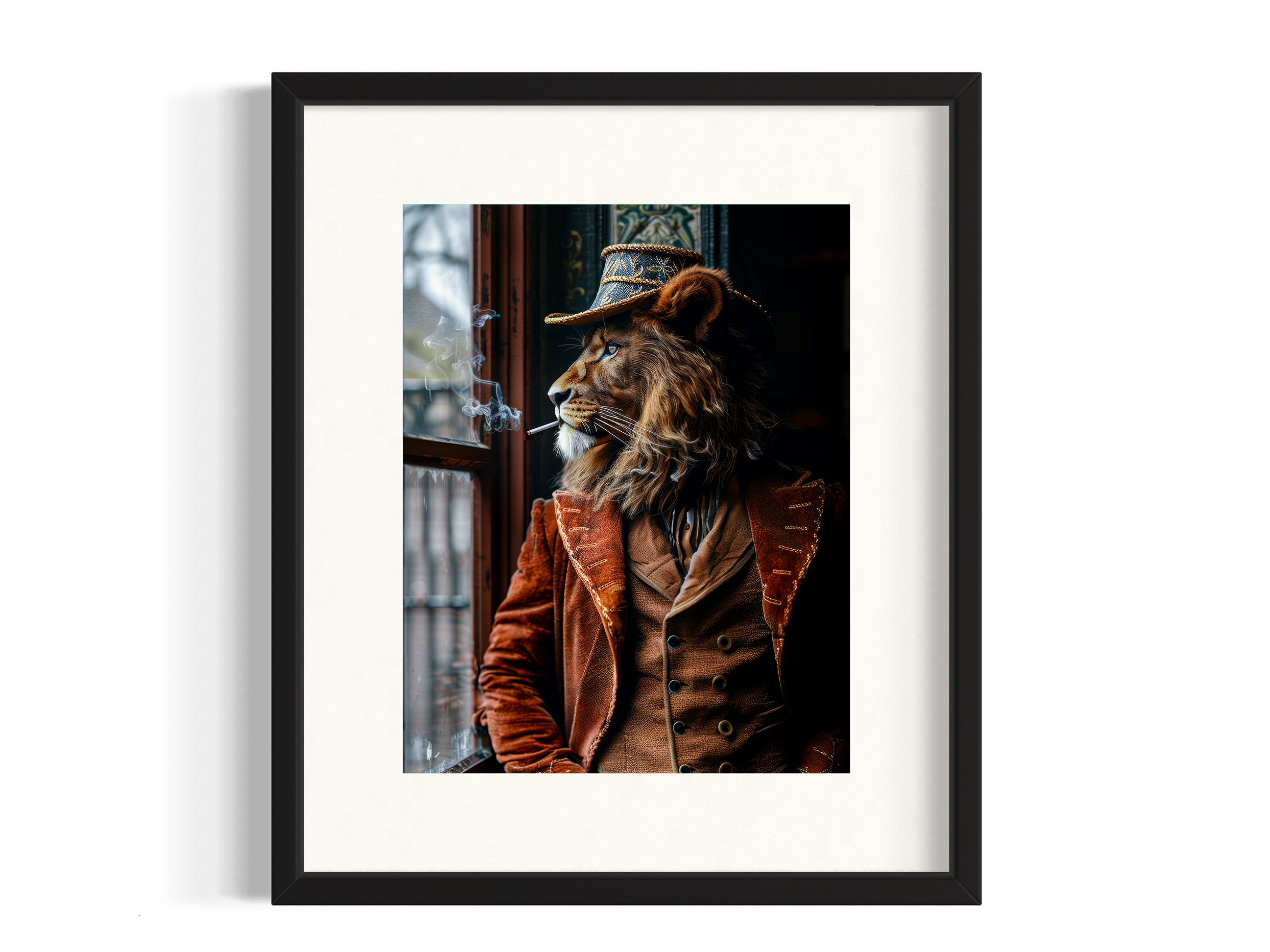 Salty Alyce - Wholesale Art Print -   Dapper Lion Smoking Wall Decor 138AS1