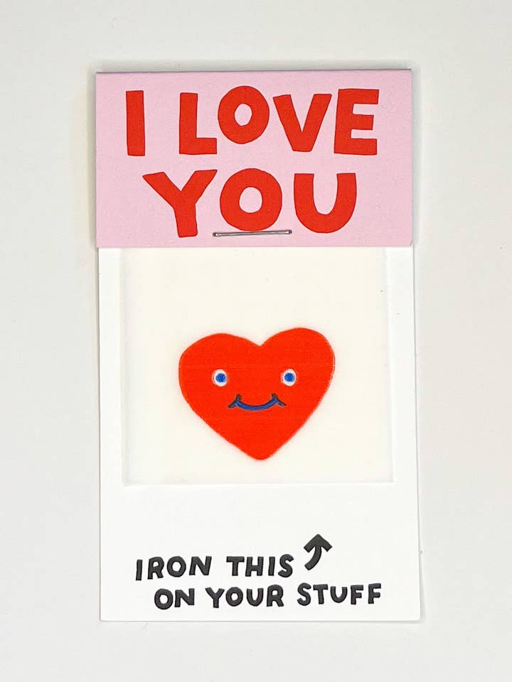 I Love You Heart Face L'il Something Iron-On Card for wholesale by Hot Dang Press