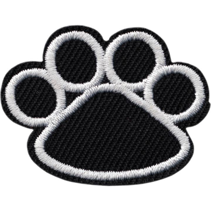 Toppa a forma di cane con impronta di zampa nera con bordo bianco per la vendita all'ingrosso da parte di Square Deal Recordings & Supplies