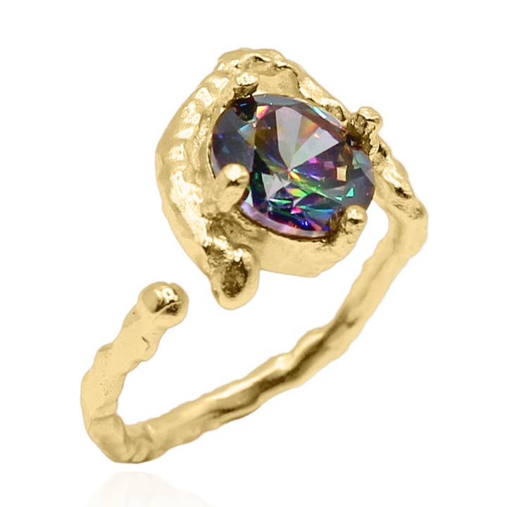 Melike hamret Twist Ring | 18K forgyldt for engroshandel hos LUNA CHARLES EMRA LTD