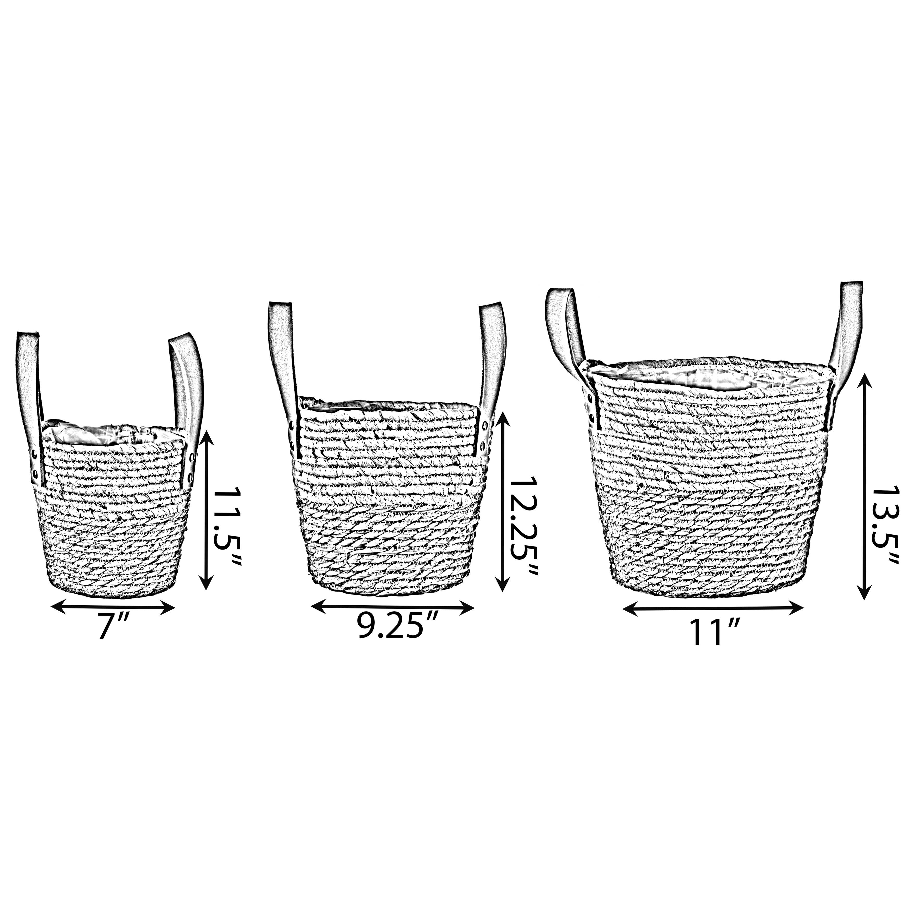 Quickway Imports - Wholesale Basket - Corn Rope Round Storage Basket Set of 3 with Rope Handles5