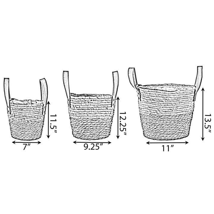 Quickway Imports - Wholesale Mand - Corn Rope Ronde opbergmand Set van 3 met touwhandvatten5