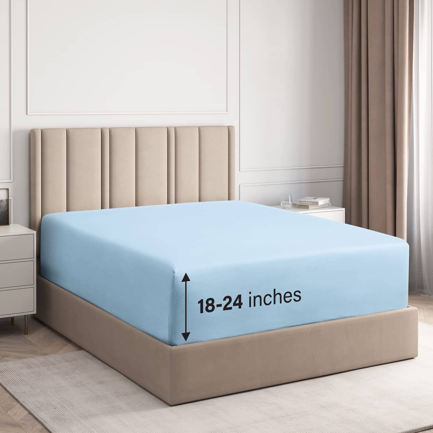 CGK Unlimited - Wholesale Fitted Sheet - 100% Cotton 400 TC Fitted Sheet Only - Fits 18"-24" Mattress19