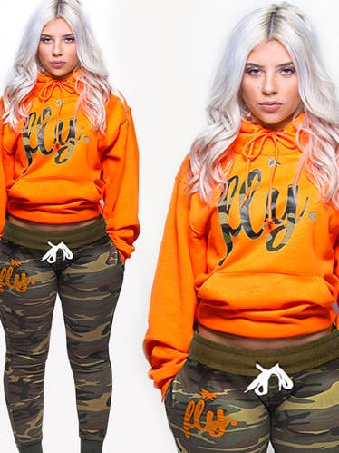Aime-toi d'abord (fly.) Tenue camouflage (orange/vert) pour la vente par Live Fly Clothing