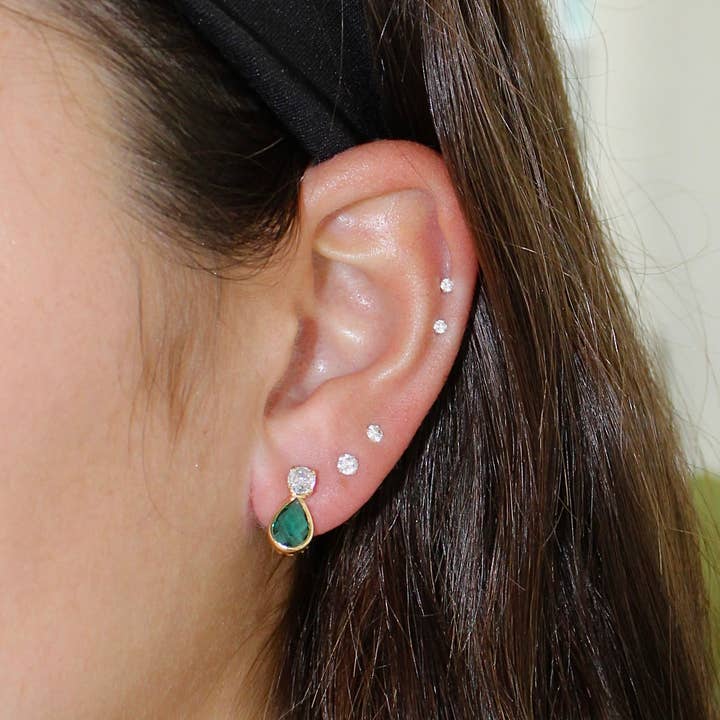 Kasa Karly - Wholesale Stud/Post Earrings - MINTED EMERALD STUDS3