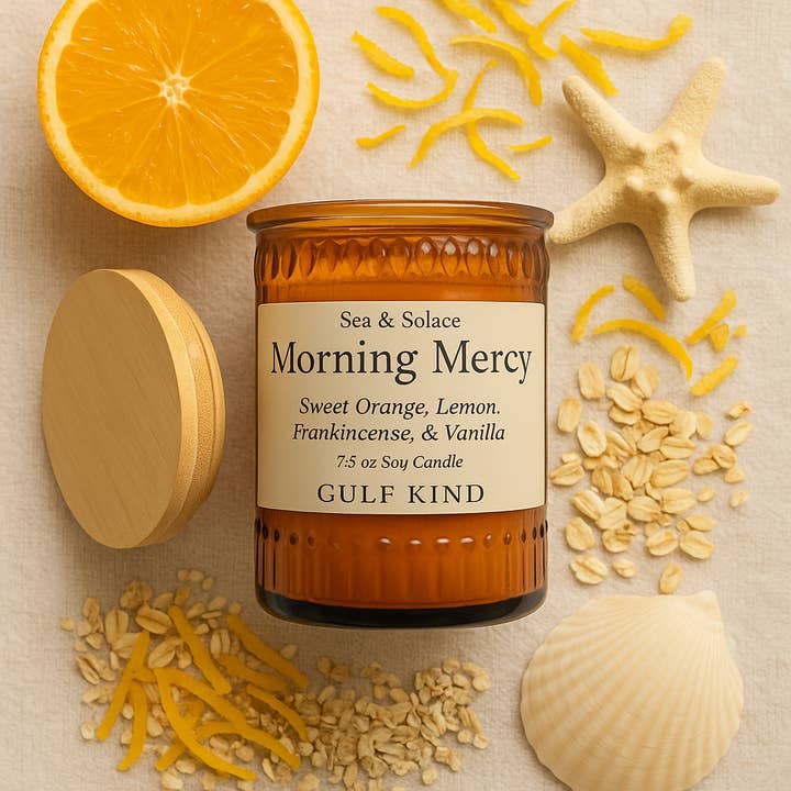 Bougie de soja Morning Mercy – Orange douce, Citron, Encens & Vanille | 7,5 oz par Gulf Kind pour la vente par Gulf Kind