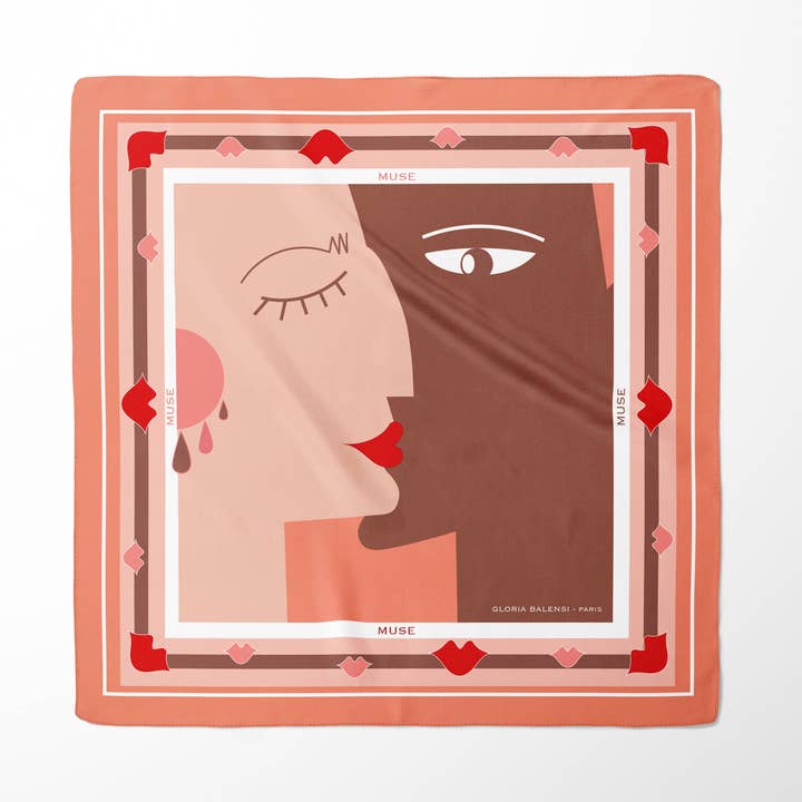 Cachecol quadrado de seda - BISOU 67*67 cm - Rosa por atacado de GLORIA BALENSI