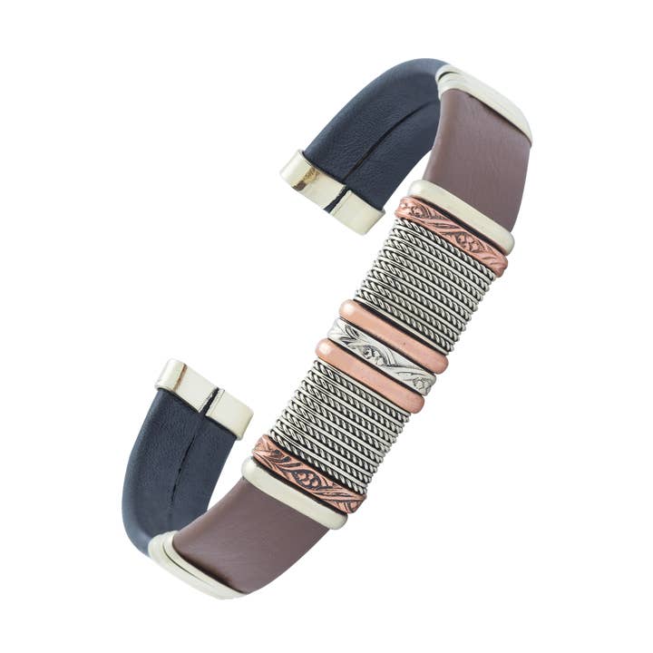 BR.ULB.0432 - Pulsera de cuero marrón claro para hombre para venta al por mayor de HPSilver, LLC