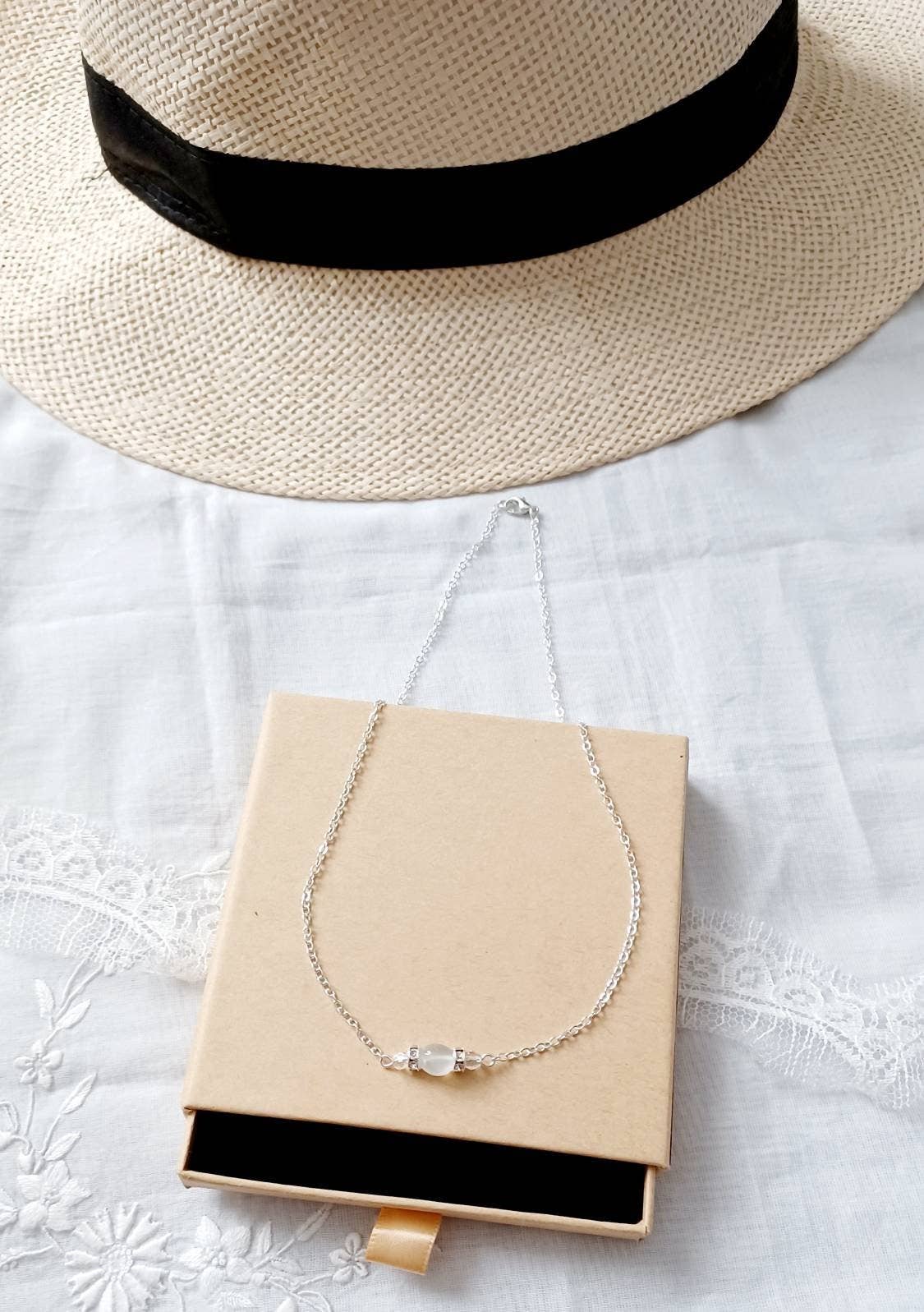 L'atelier du 6 - Vendita all'ingrosso Collana con ciondolo/pendaglio - Collana choker nuziale - catena d'argento con pietra di luna9