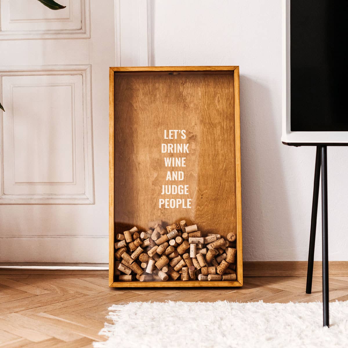 The Corkbox Company - Vente Pancarte - Décoration en forme de vin, plaque à vin « Let's Drink Wine », porte-bouchon7