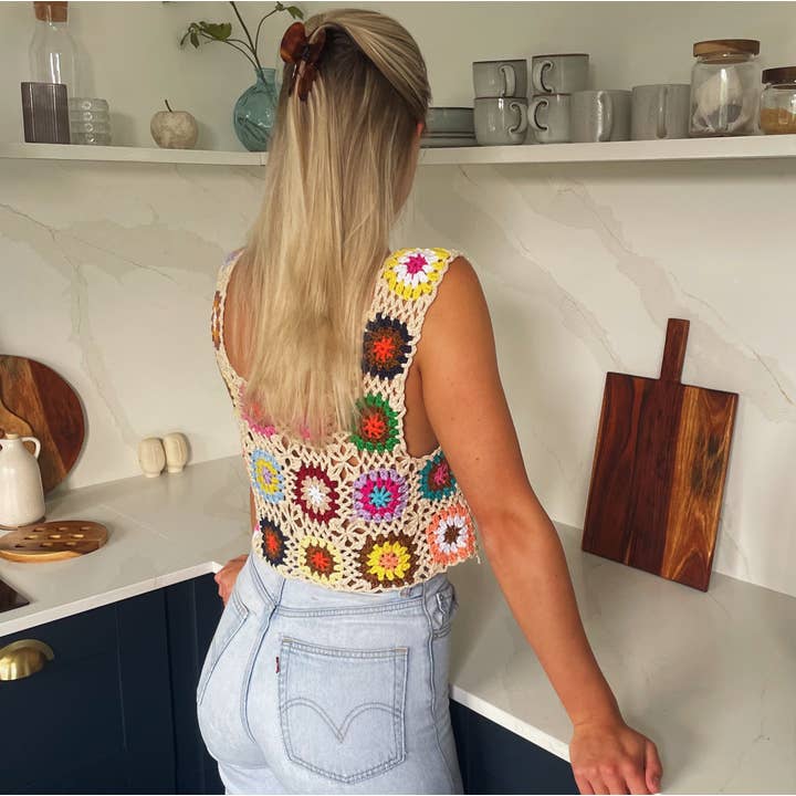 ZZZEBRAAA LIMITED - Wholesale Knit Top - Women's - Handmade Crochet Crop Top Granny Square Pattern
