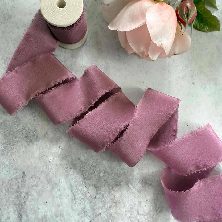 The Natural Paper Company - Wholesale Ribbon - Gift Wrapping - Silk Ribbon in Mauve | Roll of Fine Silk Ribbon5