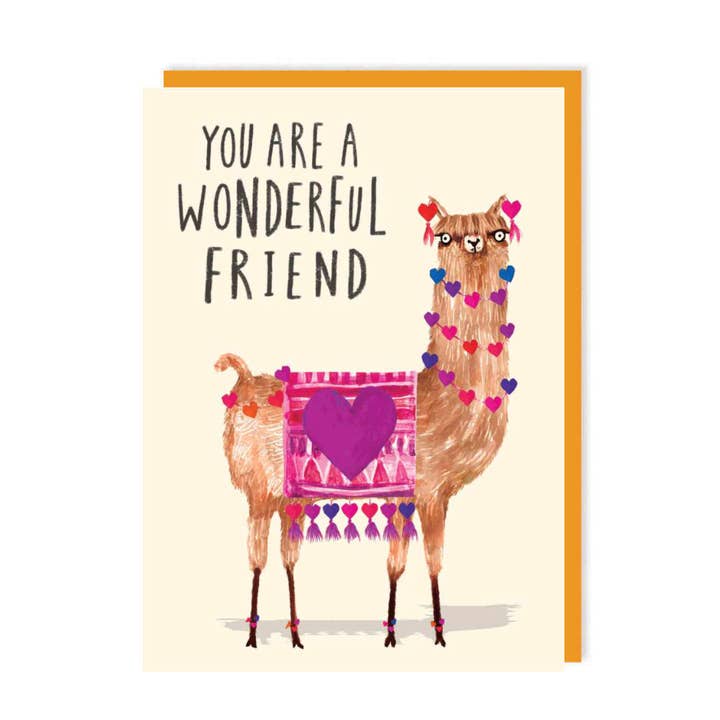Wonderful Friend Llama Greeting Card for wholesale by Charley Rabbit Cards