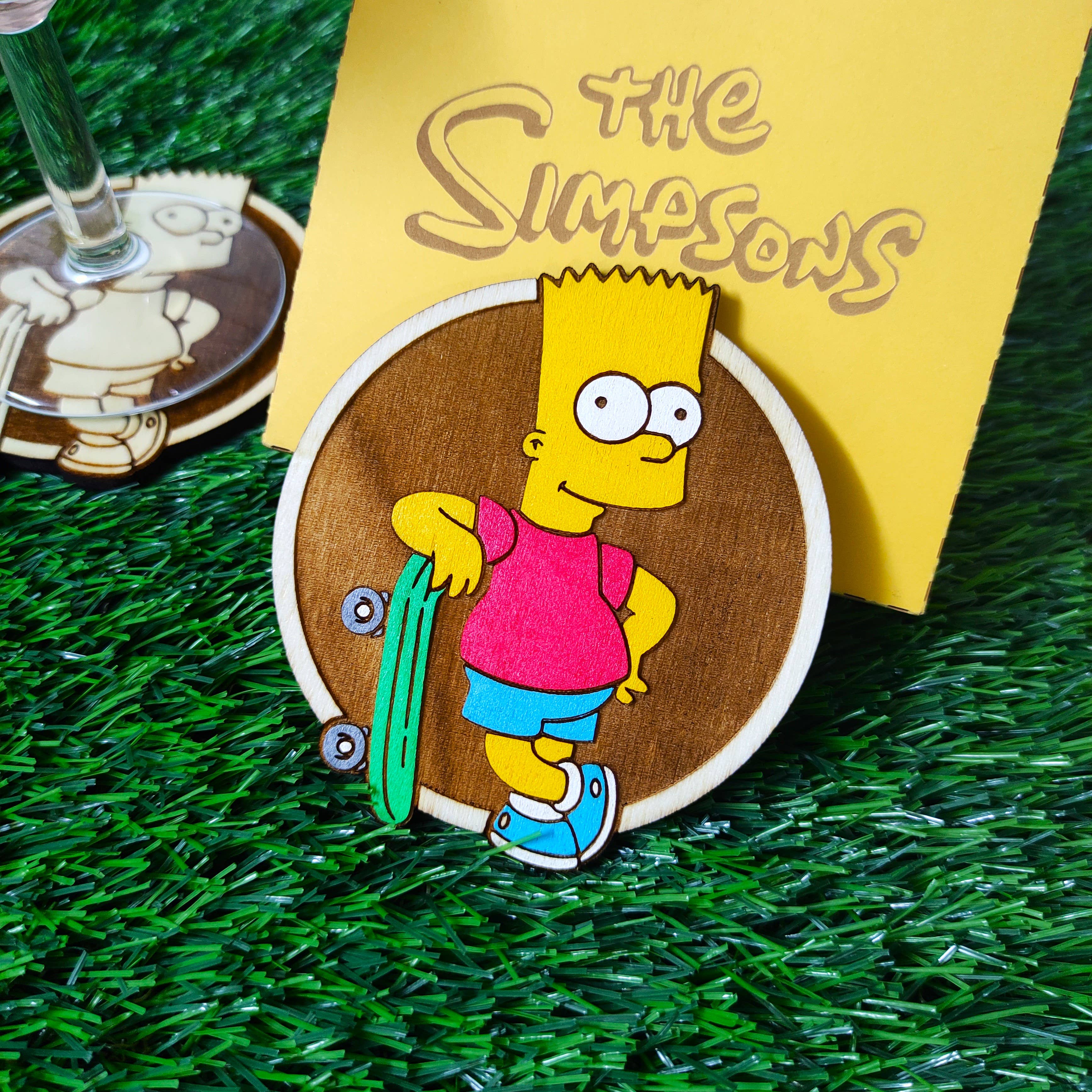 Herbs&Belles - Wholesale Coasters - Set of 6 Colorful Simpsons Wooden Coasters, Homer Marge Bart6