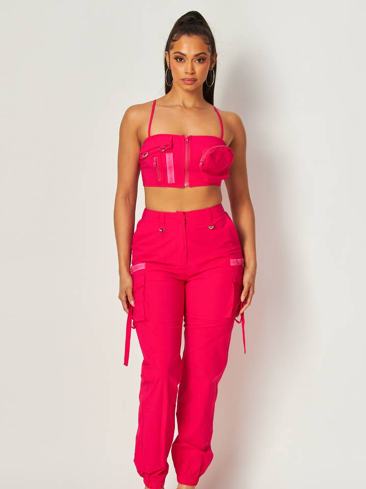 Winnie Cargo Crop Tank Top & Jogger Buksesæt (HGC9447) for engroshandel hos Hot & Delicious