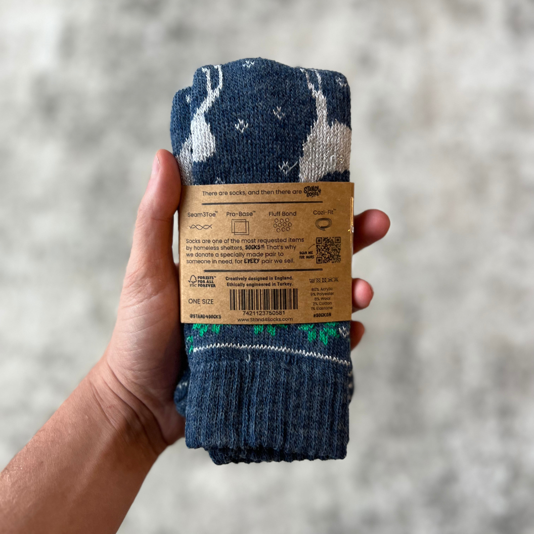 Thick Christmas Blue Fairisle Sock for wholesale on Faire3