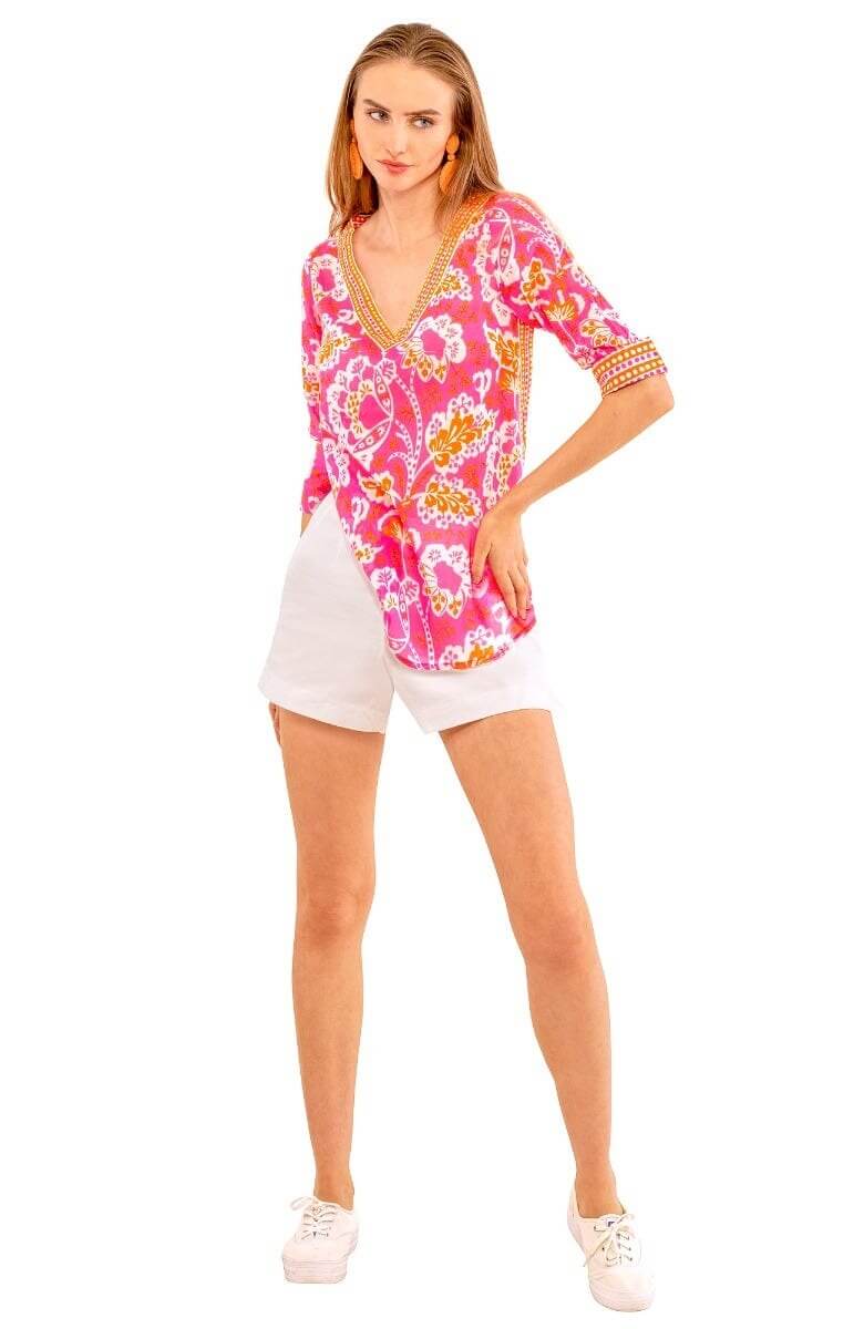 Gretchen Scott LLC - Wholesale Blouse - Women's - Let It Flow Top - Flora3