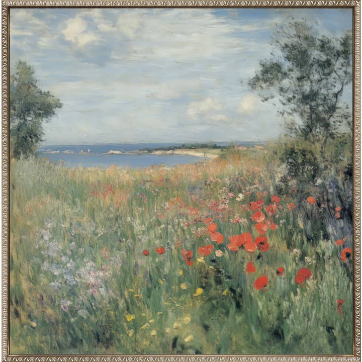 Poppy Field by the Seaside I Canvas Wall Art for wholesale by Streamline Art