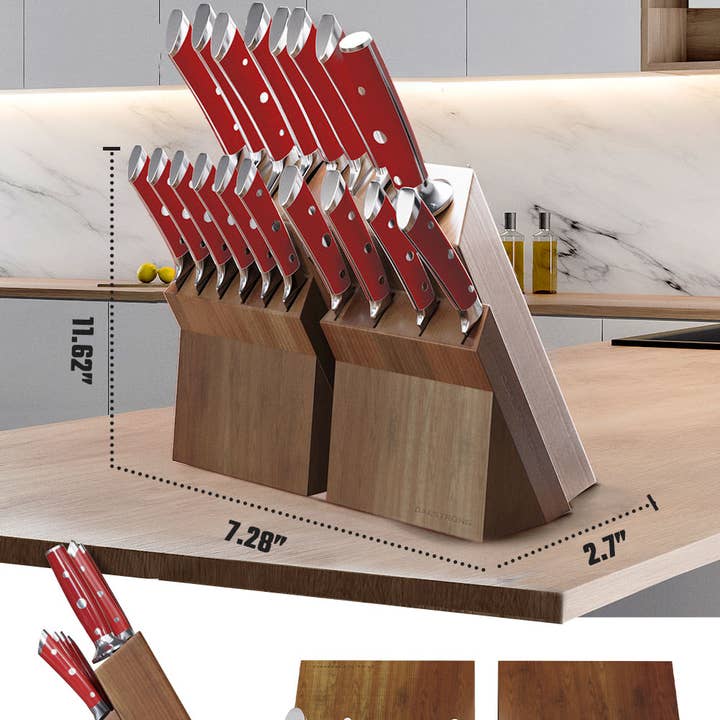 Dalstrong - Wholesale Knife Set - 18-piece Colossal Knife Set with Block | Red Handles | Gladiator Series | Knives NSF Certified | Dalstrong ©8