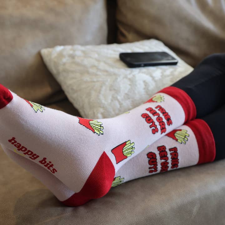 Happy Bits Socks - Wholesale Socks - Women's - Fries Before Guys Bamboo Socks| Fries Socks| Pastel PinkĀ 7
