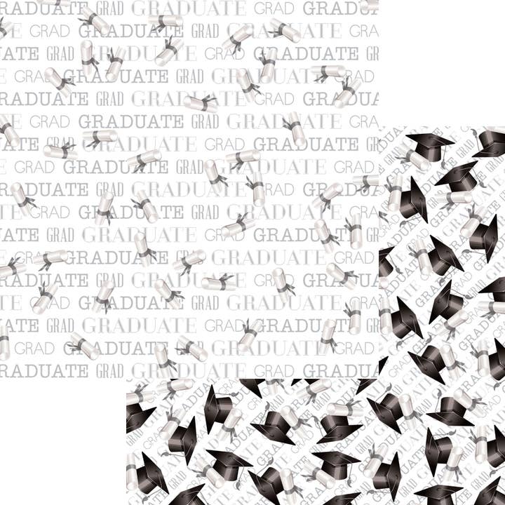 Graduation Collection Diplomas All Around 12 x 12 Double-Sided Scrapbook Paper - 15 Pack for wholesale by SSC Wholesale