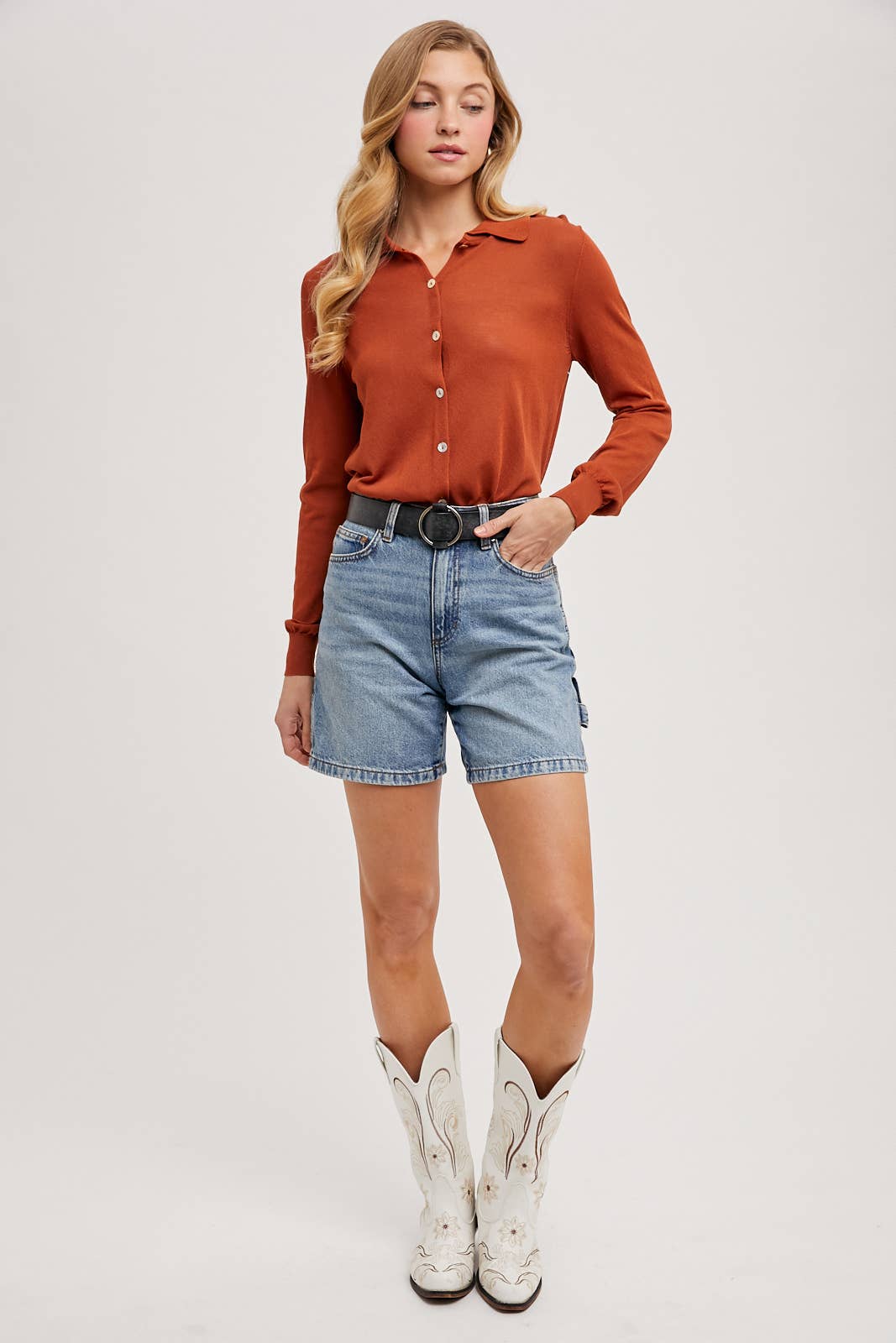 Bluivy - Wholesale Button Down Shirt - Women's - LIGHTWEIGHT KNIT SHIRT TOP18