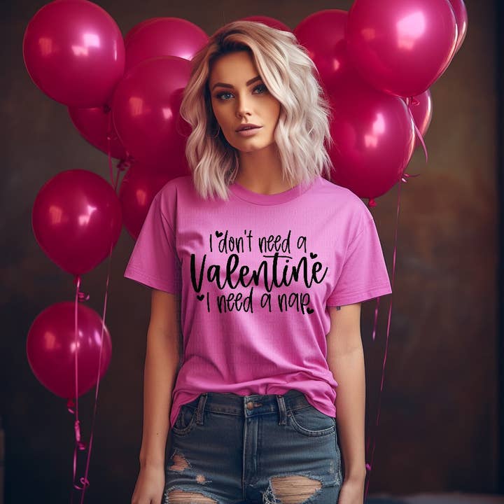 K and M Designs – Großhandel Sublimationsrohling – Ich brauche keinen Valentinstag, ich brauche einen Nickerchen DTF-Transfer